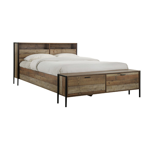 Mascot Queen Size Storage Bed Frame in Oak Colour